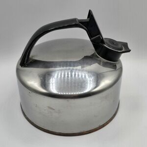 Vtg - Regal Ware Stainless Steel Copper Bottom Whistling Tea Pot